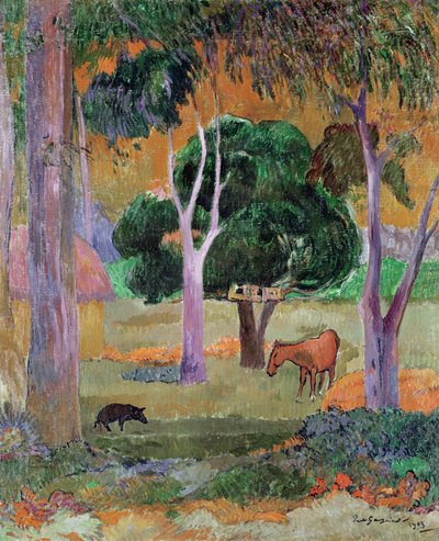 Dominican Landscape or, Landscape with a Pig and Horse, 1903 by Paul Gauguin