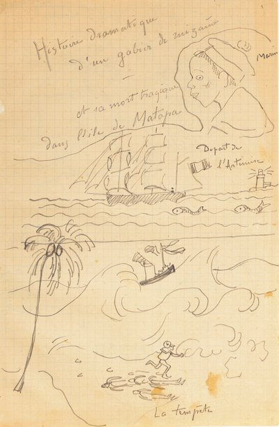 Drawing from an Album of Drawings Produced for the Young Jacques Bousquet by Paul Gauguin