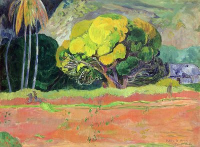 At the Foot of the Mountain by Paul Gauguin