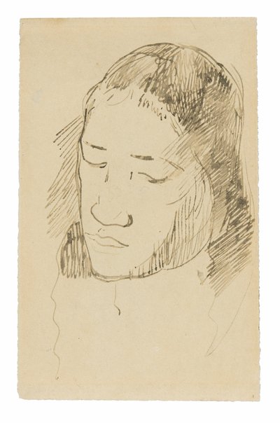 Head of a Tahitian Woman (recto), Sketches of Anatomical Details (verso) by Paul Gauguin