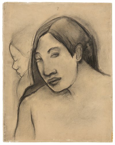 Heads of Tahitian Women, Frontal and Profile Views by Paul Gauguin
