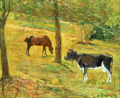 Horse and Cow in a Meadow, 1885 by Paul Gauguin
