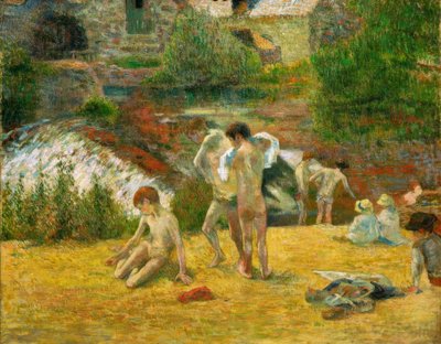 Young Bretons Bathing, or Bathing at the Mill of Bois d by Paul Gauguin