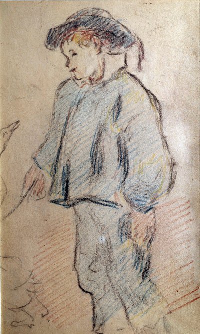 Little Breton Boy with a Goose (Sketch by Paul Gauguin) by Paul Gauguin