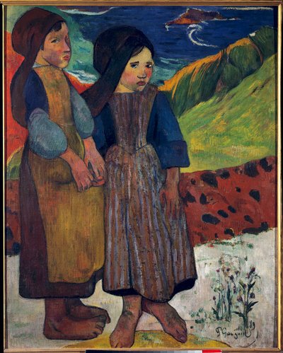 Little Bretons Before the Sea by Paul Gauguin