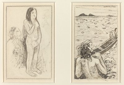 Parau No Te Varau Ino (left); Tahitian Legend (right) by Paul Gauguin