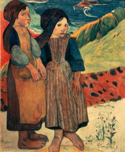Little Breton Girls by the Sea by Paul Gauguin
