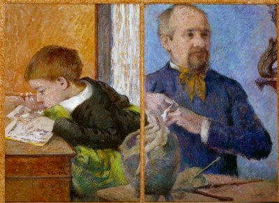 Portrait of Sculptor Jean Paul Aubé and His Son Emile by Paul Gauguin
