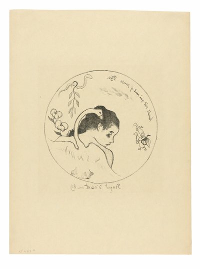 Design for a Plate (Leda), Frontispiece from the Volpini Suite by Paul Gauguin