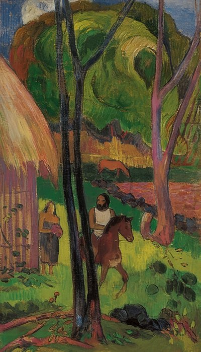 Rider in Front of the Hut (Cavalier devant la case). 1902 by Paul Gauguin