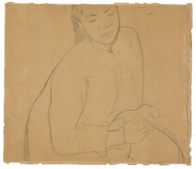Seated Tahitian Woman (related to the painting Te faaturuma [Reverie]) by Paul Gauguin
