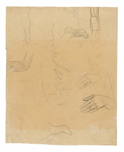 Sketches of Figures, Hands, and Feet (related to the painting Aha oe feii? [What! Are You Jealous?]) by Paul Gauguin
