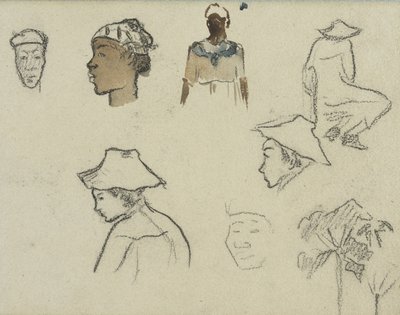 Sketches of Figures and Foliage by Paul Gauguin