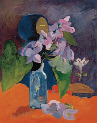 Still Life with Flowers and Idol by Gauguin by Paul Gauguin