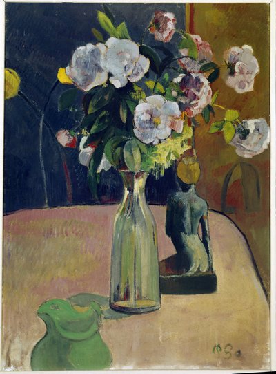 Still Life with Roses and Statue by Paul Gauguin