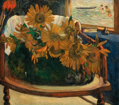 Sunflowers on an armchair by Paul Gauguin