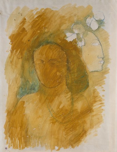 Tahitian Woman with Evil Spirit by Paul Gauguin