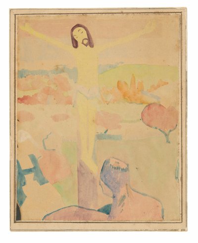 The Yellow Christ, Female Bather Wading through a Brook by Paul Gauguin