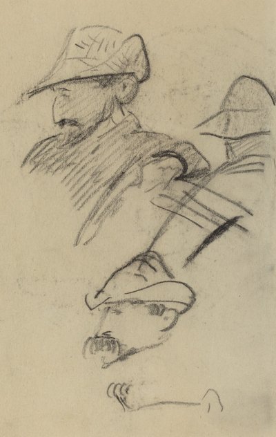 Three Studies of a Man Wearing a Hat by Paul Gauguin