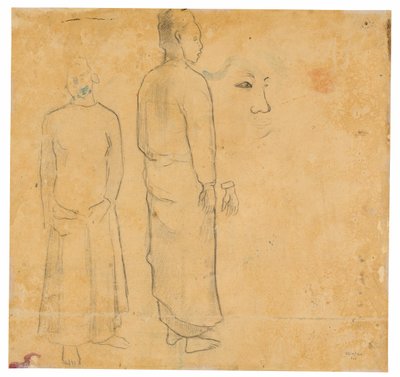 Two Figures (related to the painting Tahitian Landscape) by Paul Gauguin