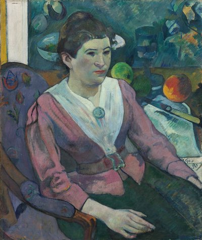 Woman in front of a Still Life by Cézanne by Paul Gauguin