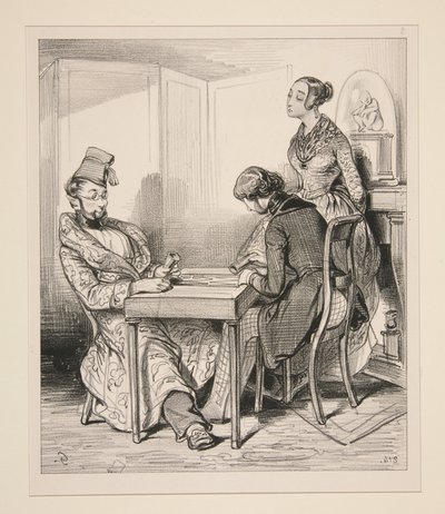 Spend the Whole Evening Playing the Part of a Stupid Husband, Who Wins Your Money... by Paul Gavarni