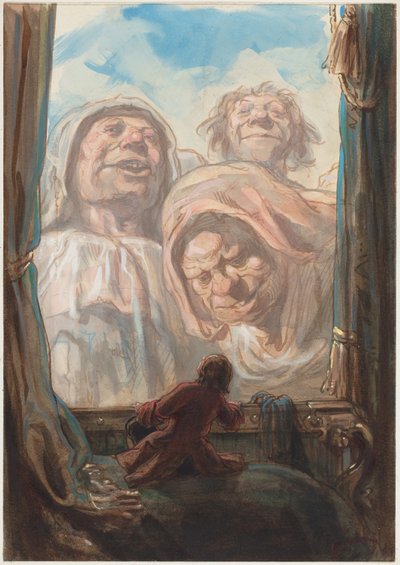 Gulliver Awed by Three Giant Beggars in the Land of Brobdingnag by Paul Gavarni