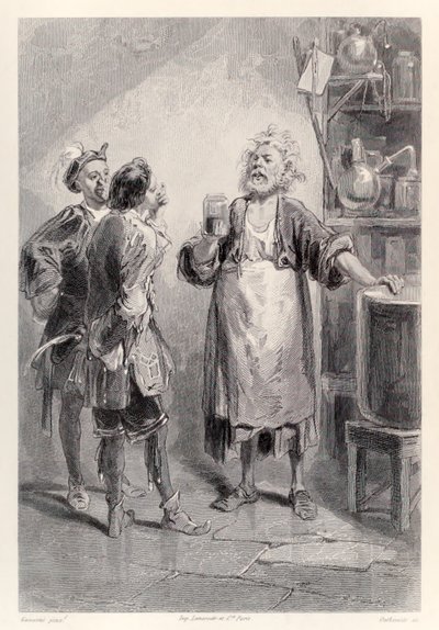 Gulliver Enters a Room in the Grand Academy of Lagado Filled with a Repulsive Odour, from French Edition of Gulliver