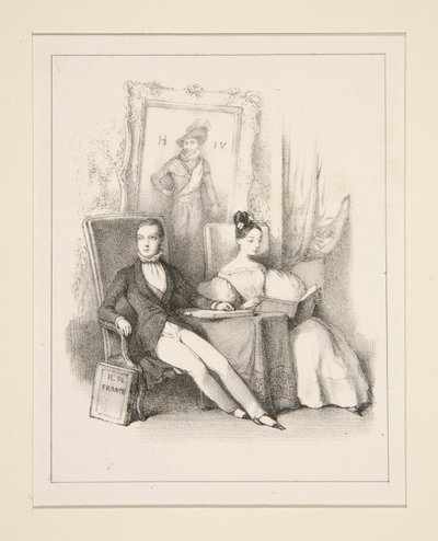 The Brother and the Sister / Prague (Henri, Count of Chambord and the Duchess of Parma as Children) by Paul Gavarni