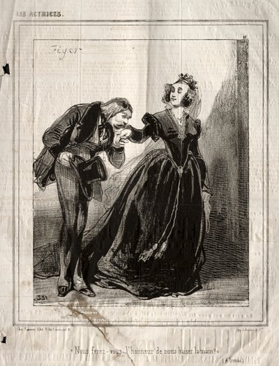 The Actresses: Will you do us the honor of kissing our hand, 1843 by Paul Gavarni