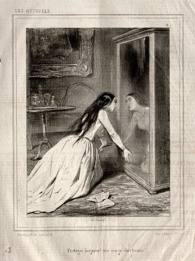 Les Actrices: Protegez Seigneur! un vierge chrétienne by Paul Gavarni