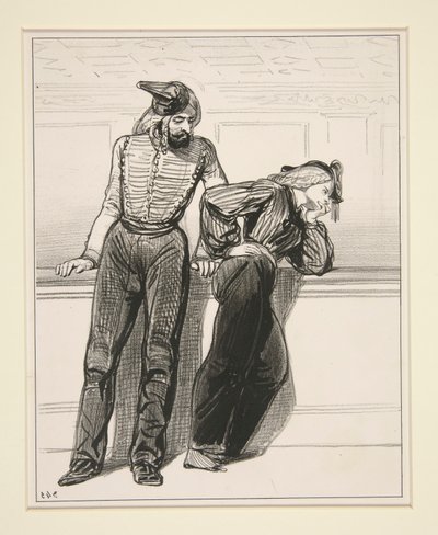 Les Debardeurs - No. 54 - Monter a cheval by Paul Gavarni