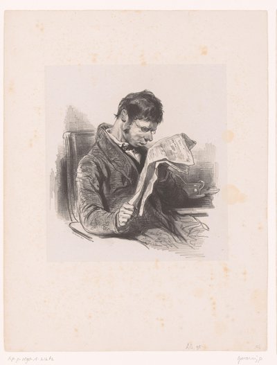 Man with Glasses Reading the Newspaper by Paul Gavarni