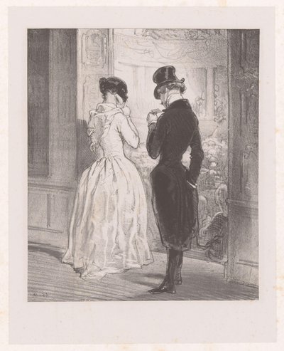 Man with Masked Woman in Front of the Ballroom by Paul Gavarni