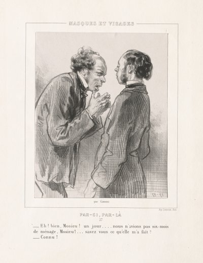 Masques et Visages: Par-ci, Par-la, 1850s by Paul Gavarni