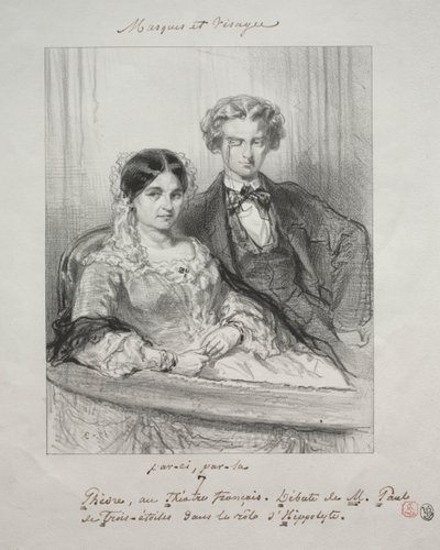 Masques et visages: Paric, par-la: Phèdre au Théâtre-Francais..., 1857-1858 by Paul Gavarni
