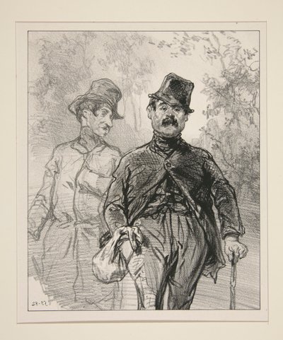 Officers of the Regiment in Garrison in the Forest of Bondy by Paul Gavarni