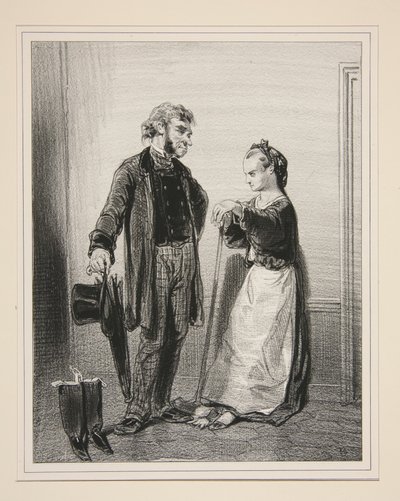 One Cannot Talk to Mademoiselle: She is Doing Her Nails... by Paul Gavarni