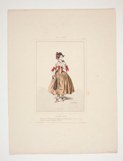 Basque Peasant Woman. Velvet Hat Adorned with Chenille Tassels. by Paul Gavarni