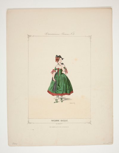 Basque Peasant Woman. Velvet Hat Decorated with Chenille Tassels by Paul Gavarni
