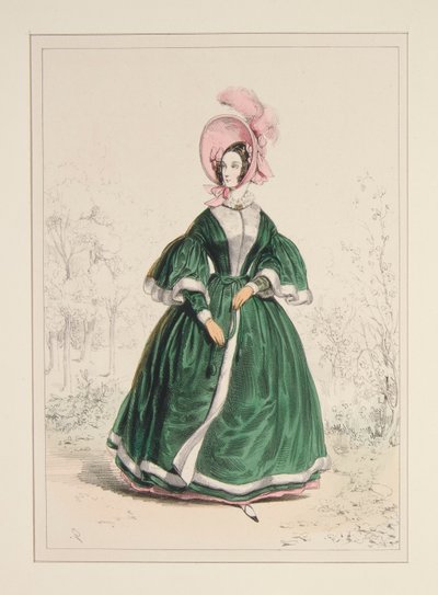 Pelisse in Grosgrain Fabric, Lined with Satin and Trimmed with Crepe. Plush Hat. by Paul Gavarni