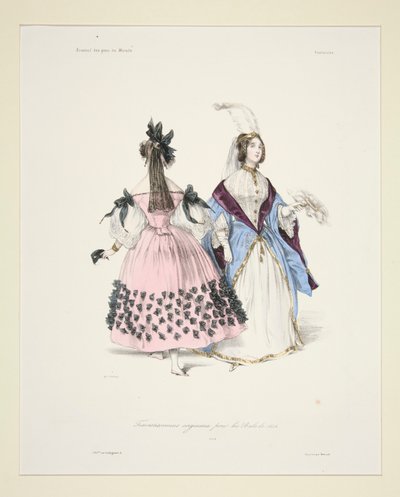 Original Costumes for the Balls of 1834. 5 and 6. by Paul Gavarni