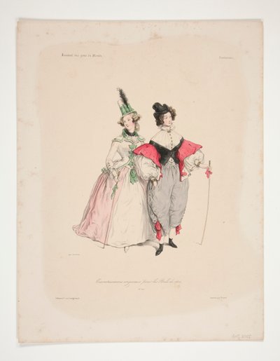Original Costumes for the Balls of 1834. Nos. 2 and 3. by Paul Gavarni