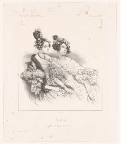 Two Hairstyles Suitable for Evening Dresses (The Evening) by Paul Gavarni