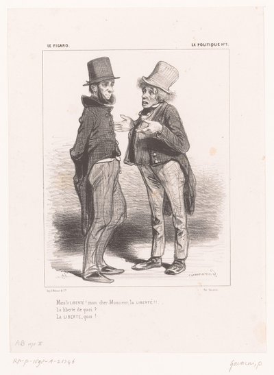 Two Men Discussing Freedom (But Liberty! My Dear Sir, Liberty!!) (Politics) (La Politique) by Paul Gavarni