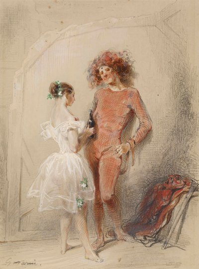 Two Dancers Backstage by Paul Gavarni