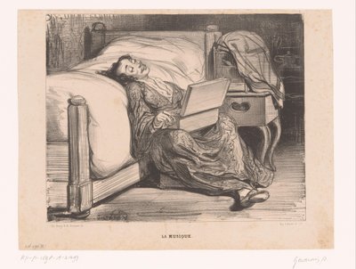 Woman in Dressing Gown with a Serinette (La musique) (Muses) (Les Muses) by Paul Gavarni