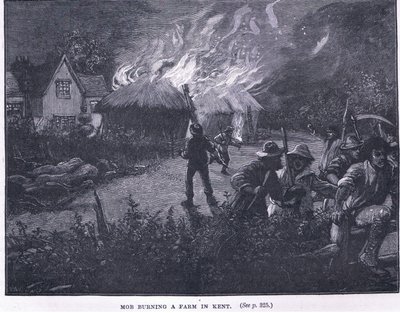 Mob burning a farm in Kent in 1830 by Paul Hardy