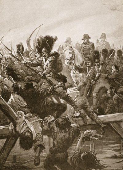 When the remnant of the Guard was seen clearing a way for the Emperor, there was a rush, illustration from 