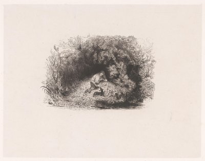 Title Page with Man Reading with Dog in a Forest by Paul Huet